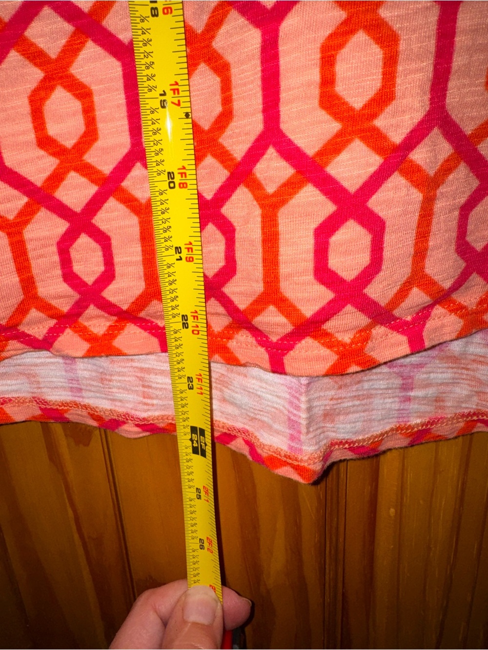 Chico's Size 3/ Size 16 Pink & Orange Geometric Short Sleeve Tee - Picture 3 of 3